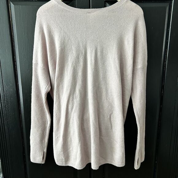 Athleta Finale Wool Cashmere Convertible Sweater Size Large Dove Pink Knit Women - Picture 8 of 11